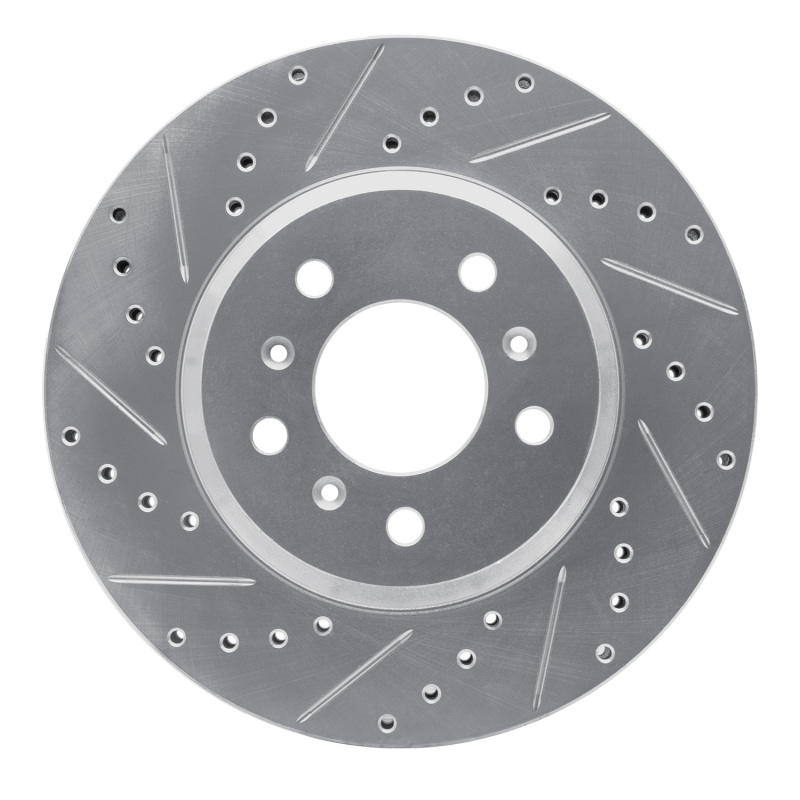 Buick Lucerne Brake Rotor (1) - Front Left - R1 Concepts - Drilled & Slotted - Silver - `06-`16
